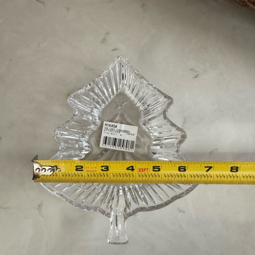 Mikasa Crystal Holiday Evergreen WY153/258 Tree Bowl 8" Christmas New with tag - Picture 7 of 8